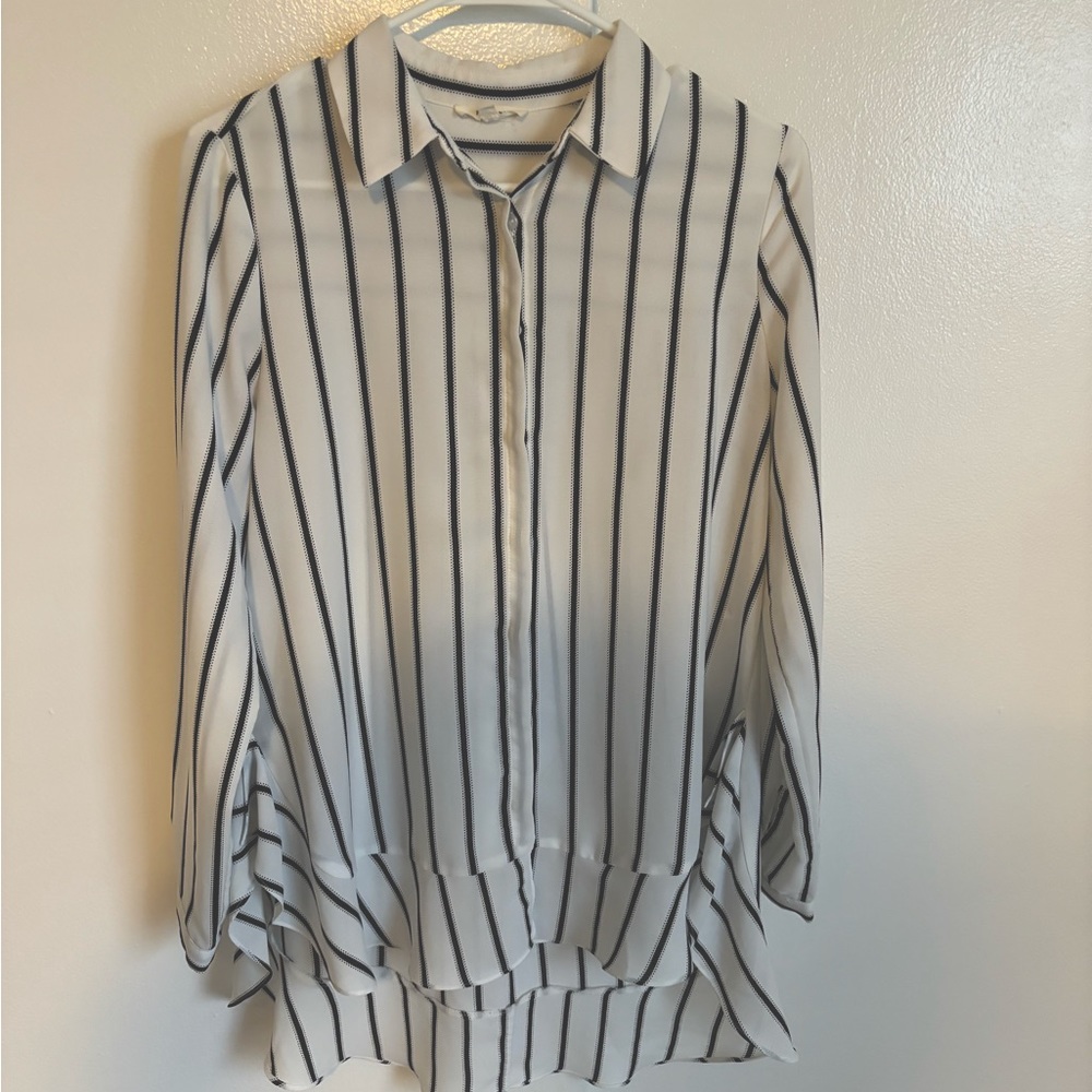 White & Black Striped Blouse